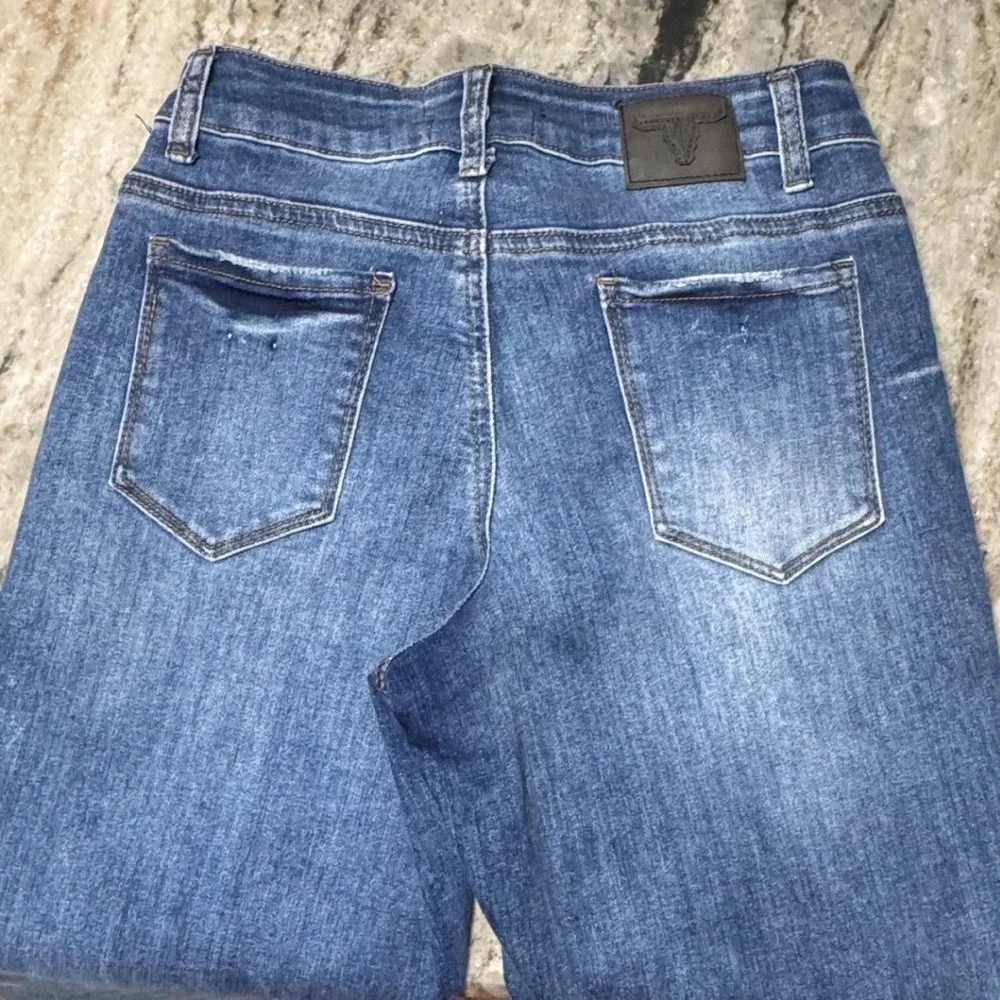 Lucky‎ & Blessed Jeans Womens 2 Mid Rise Boyfriend Denim Blue Western Boho 1007